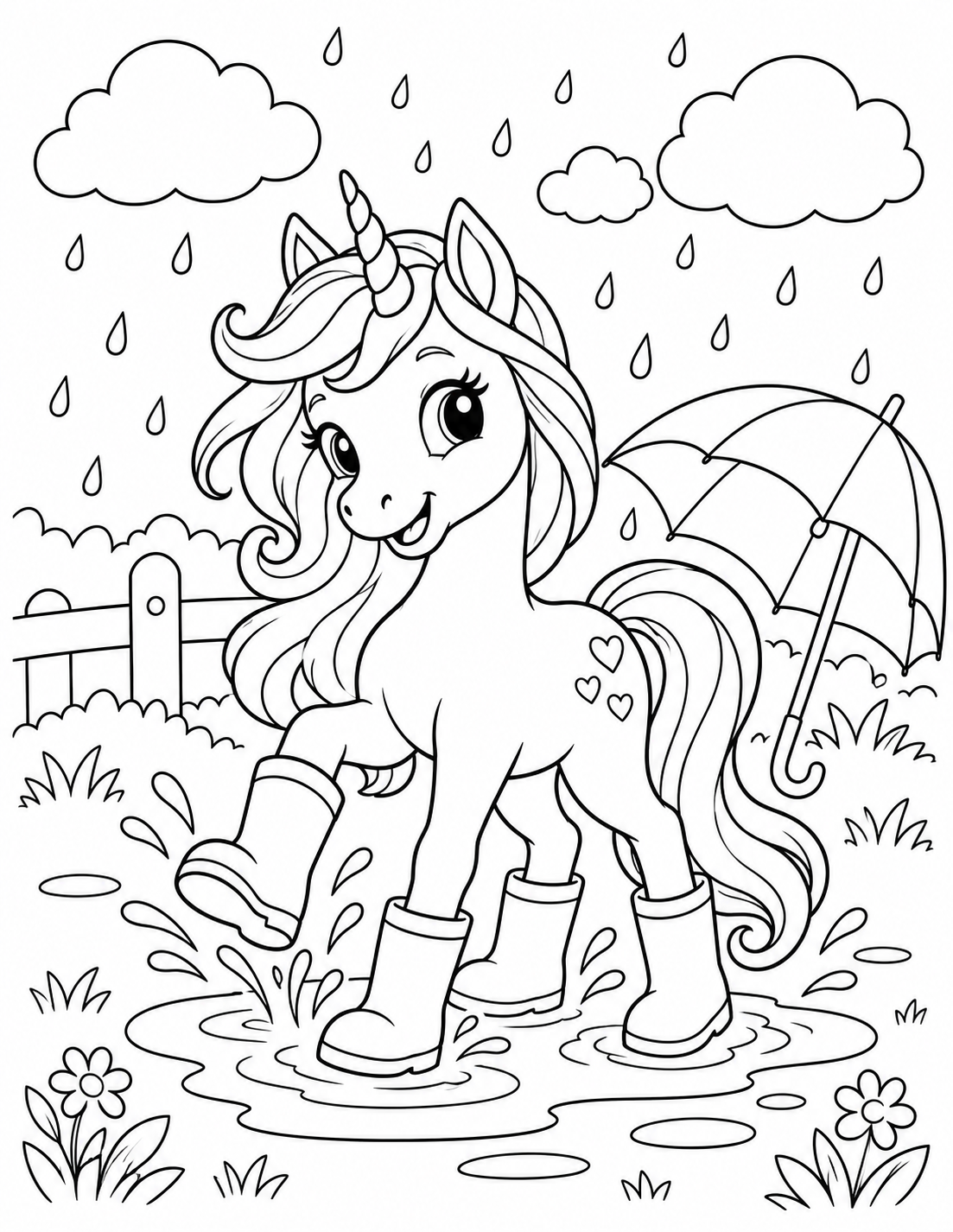 Black and white sample coloring page featuring Luna.